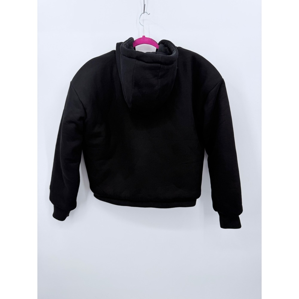 Comfrt Hoodie Women XL Black Quilted Fleece Lined Heavy-weight Full Zip Coat